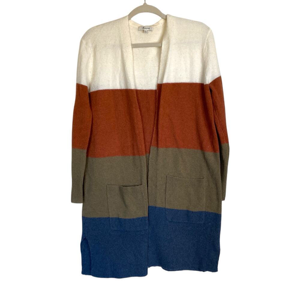 MADEWELL Kent Striped Cardigan Sweater in Coziest Yarn Heather Size XS